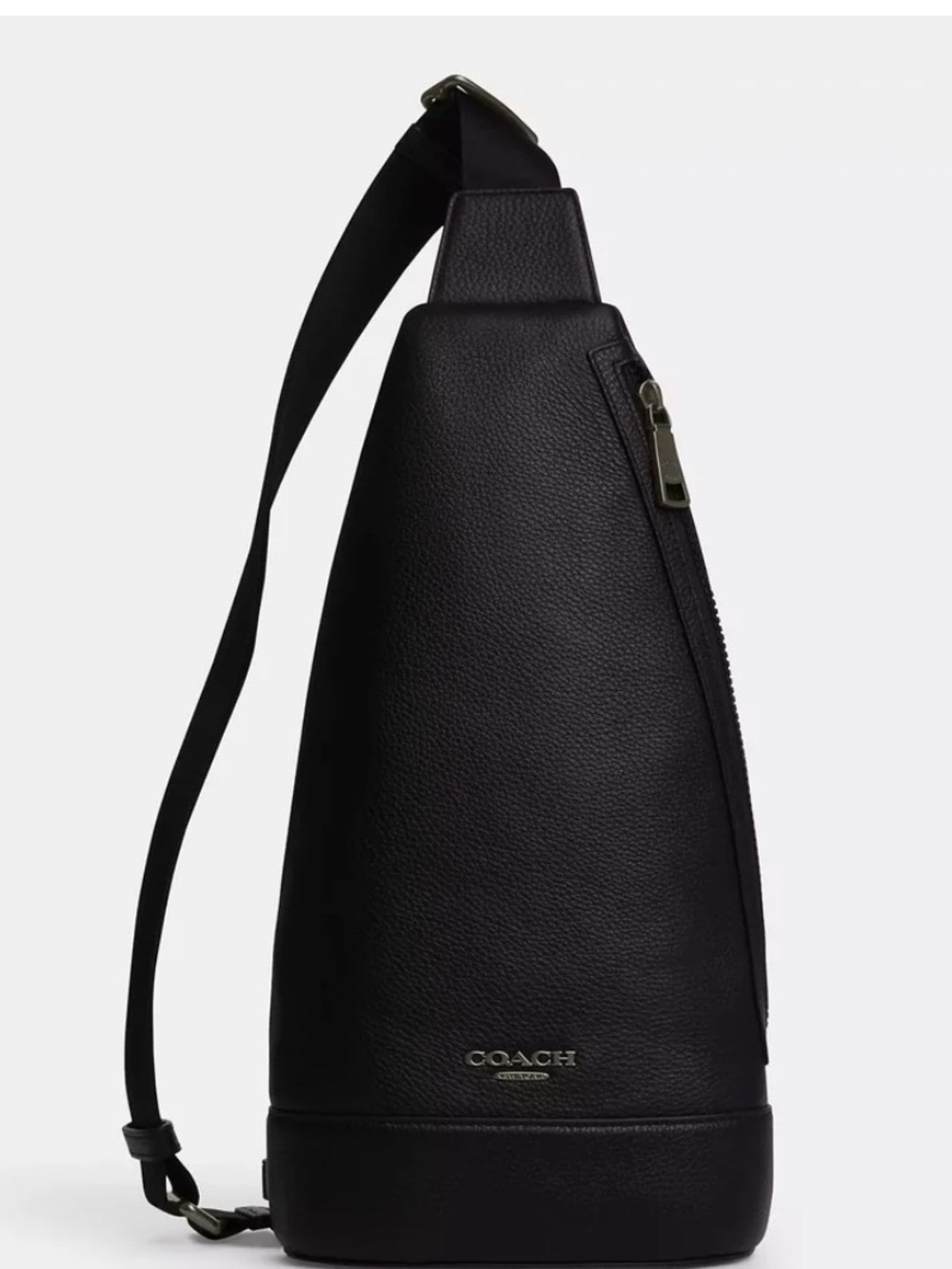 Coach Black Leather Dominic Sling 
with Coach Script Logo